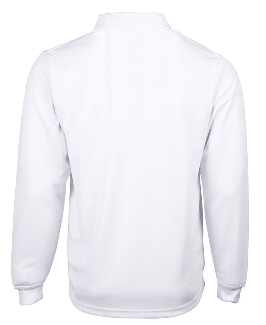 Podium Long Sleeve Poly Polo - White - Back