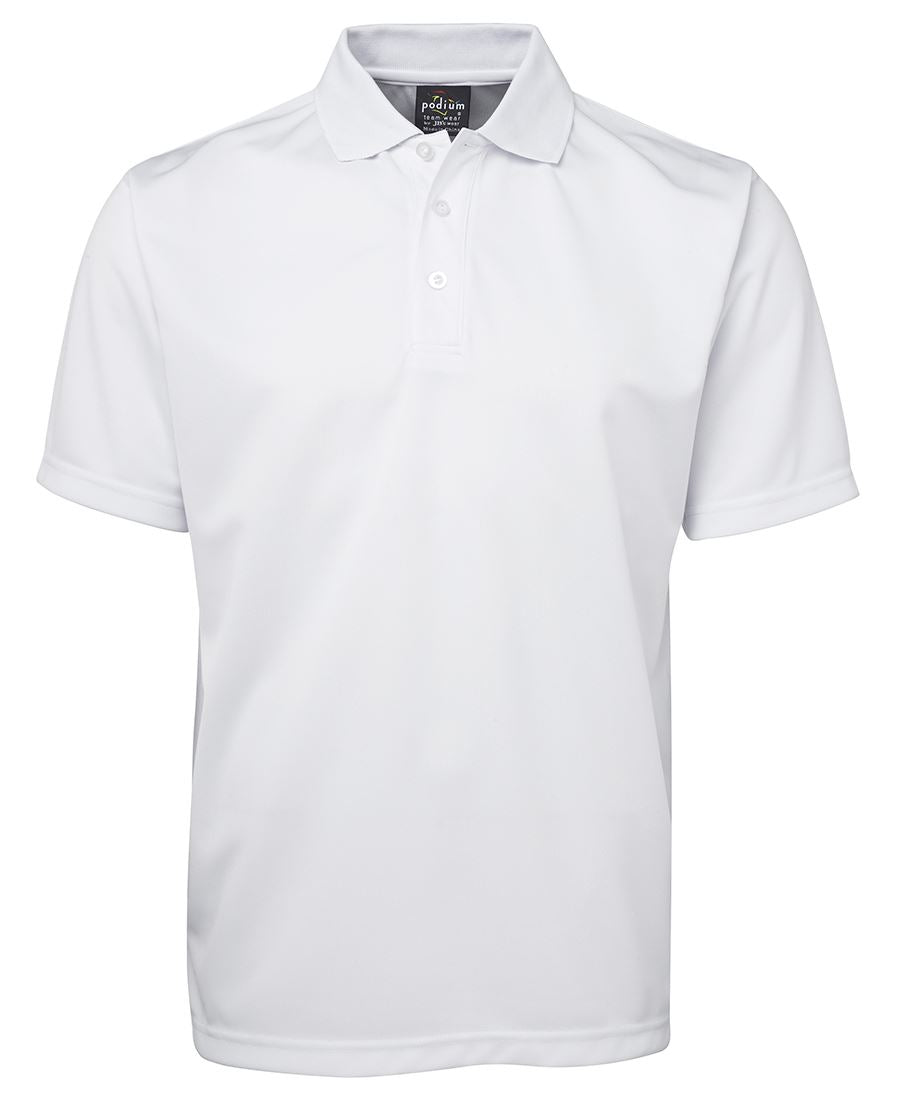 Podium S/S Poly Polo - White - Front