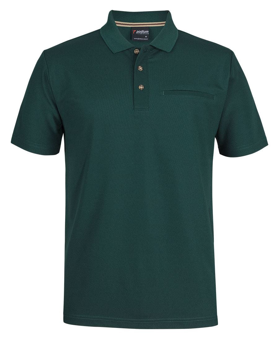 Podium S/S Recycled Polyester Pocket Polo - Forest - Front