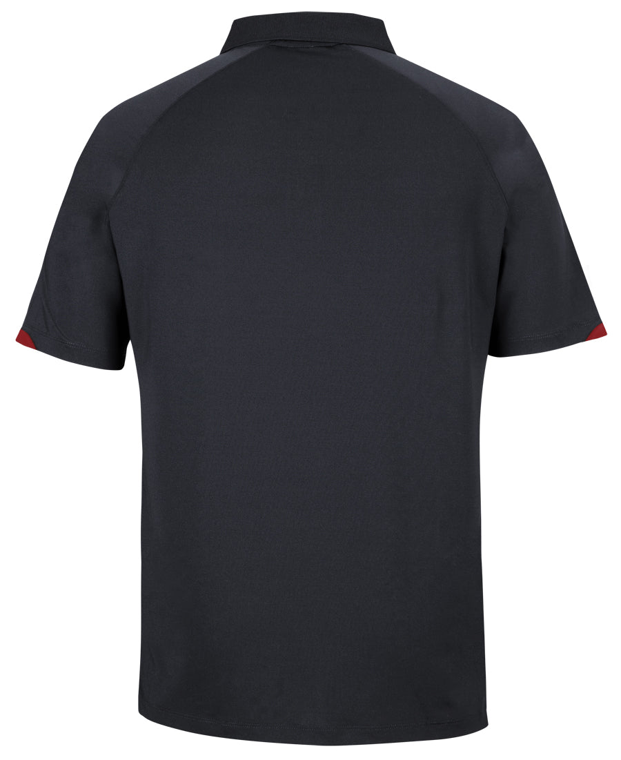 Podium Contrast Stretch Polo - Black/Red - Back