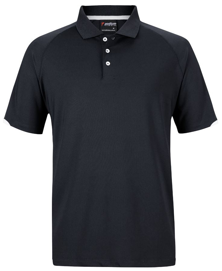 Podium Contrast Stretch Polo - Black/White - Front