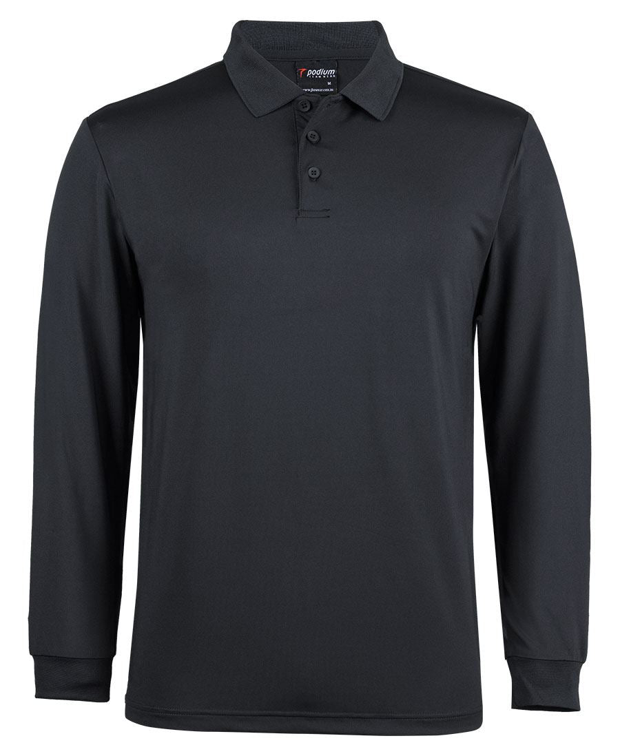 Podium L/S Stretch Polo - Black - Front