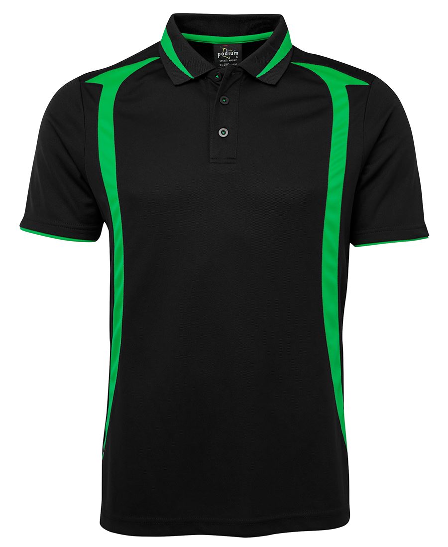 Podium Swirl Polo - Black/Pea Green - Front