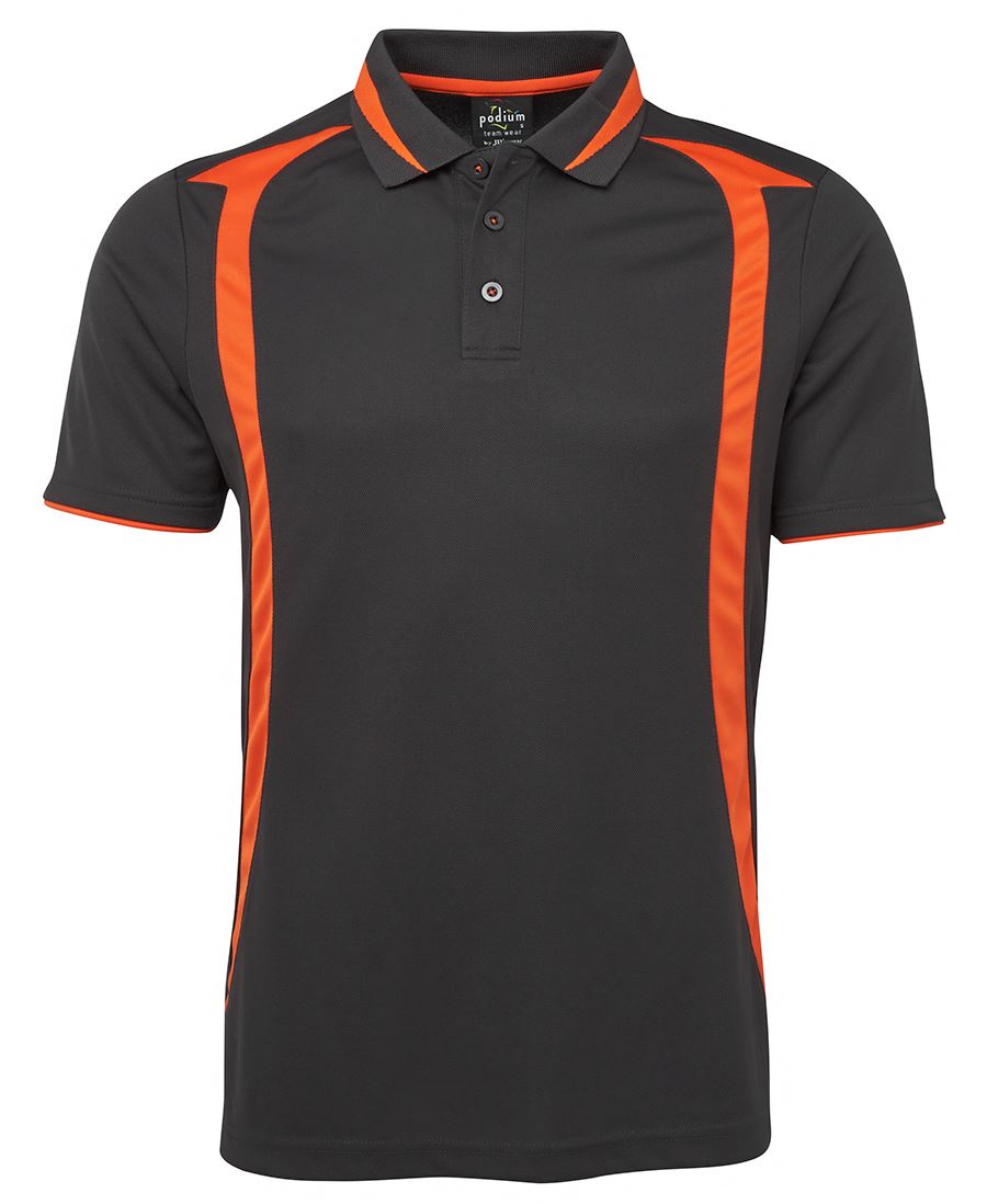 Podium Swirl Polo - Charcoal/Orange - Front