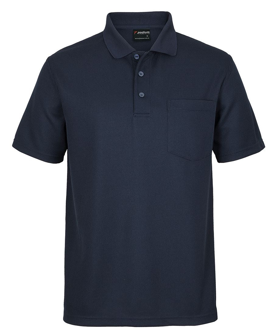 Podium Waffle Pocket Polo - Navy - Front