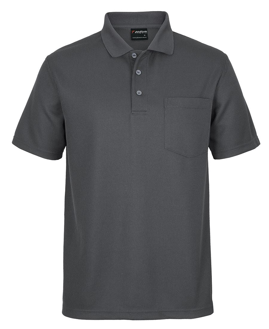 Podium Waffle Pocket Polo - Charcoal - Front