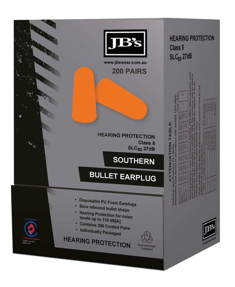 JB's Southern Bullet Earplug (200 pair) - One colour - Front