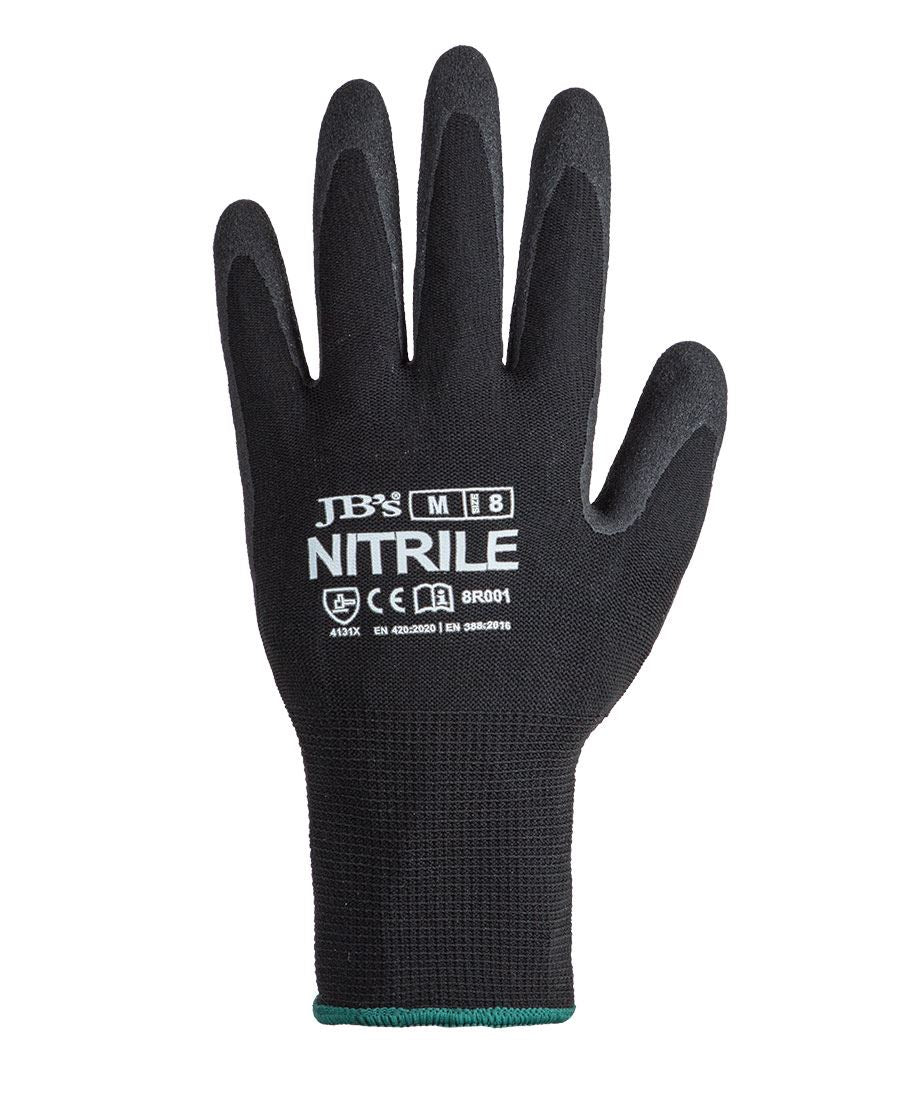 JB's Black Nitrile Breathable Glove (12 pack) - Black - Front