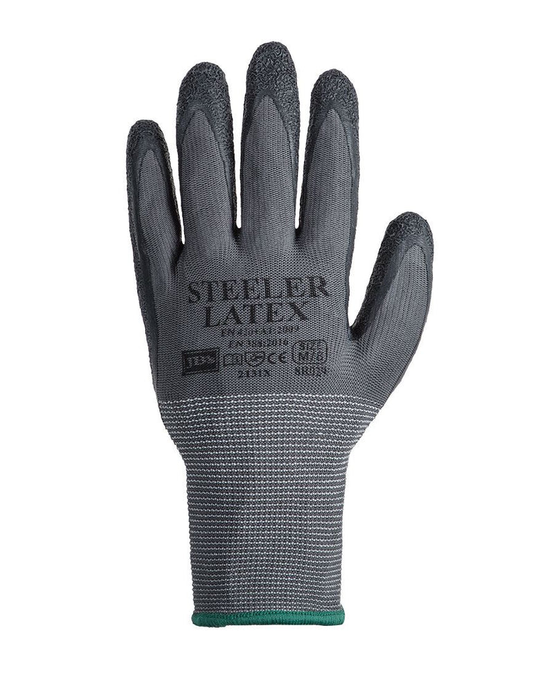 JB's Steeler Latex Crinkle Glove (12 pack) - Grey/Black - Front