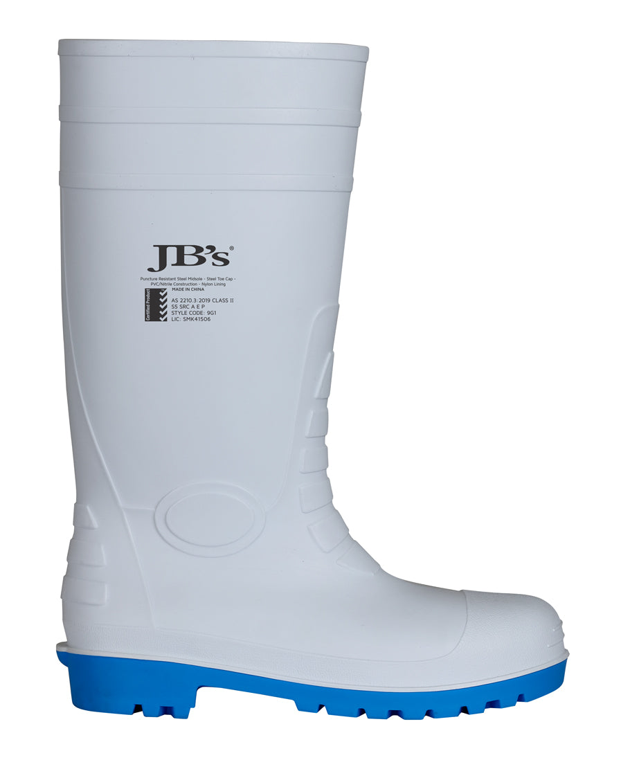 JB's Steel Toe Cap And Steel Plate Gumboot - White - Back