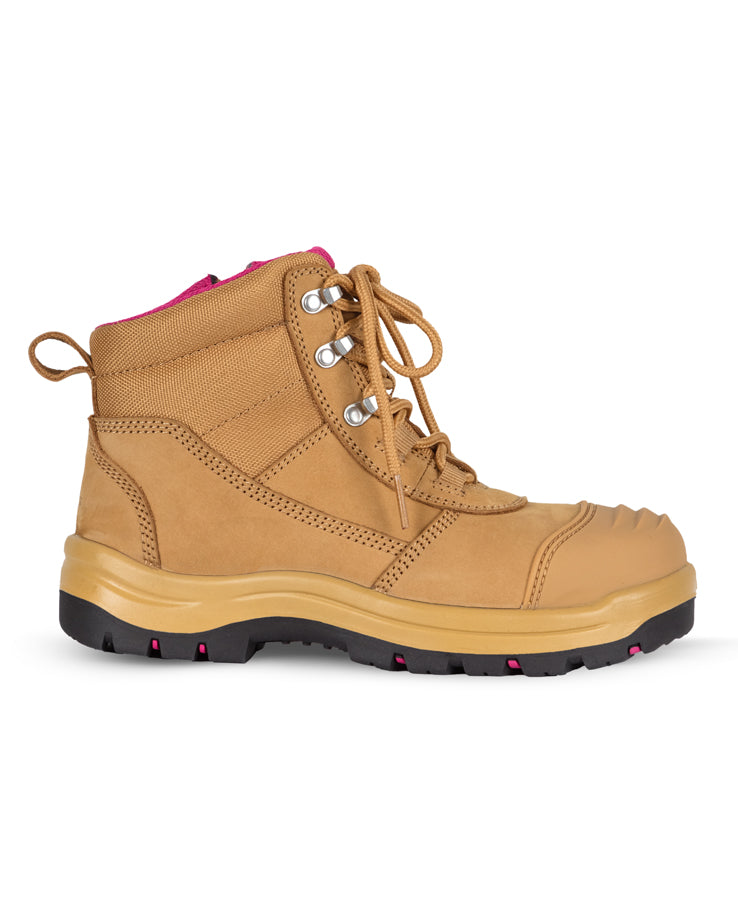 JB's Ladies Atrax Zip Safety Boot - Wheat/Pink - Back