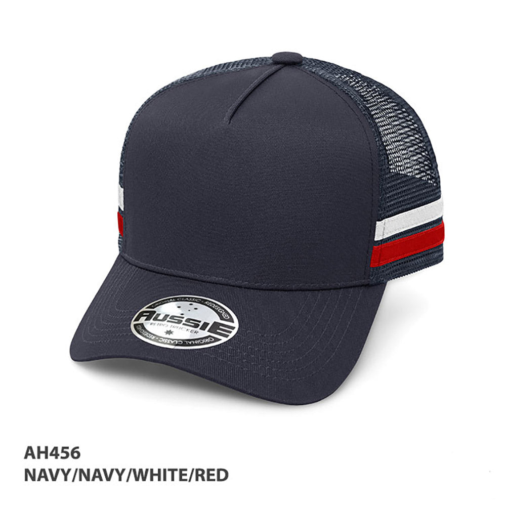 – A-Frame Striped Trucker Cap – Grace Collection AH456