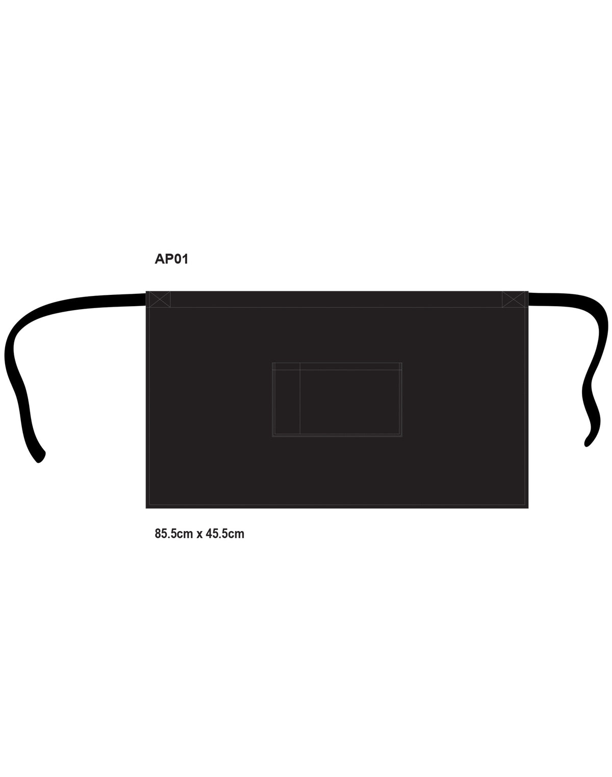 Short Waist Apron - Black - View