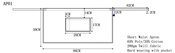 Short Waist Apron - Size guide