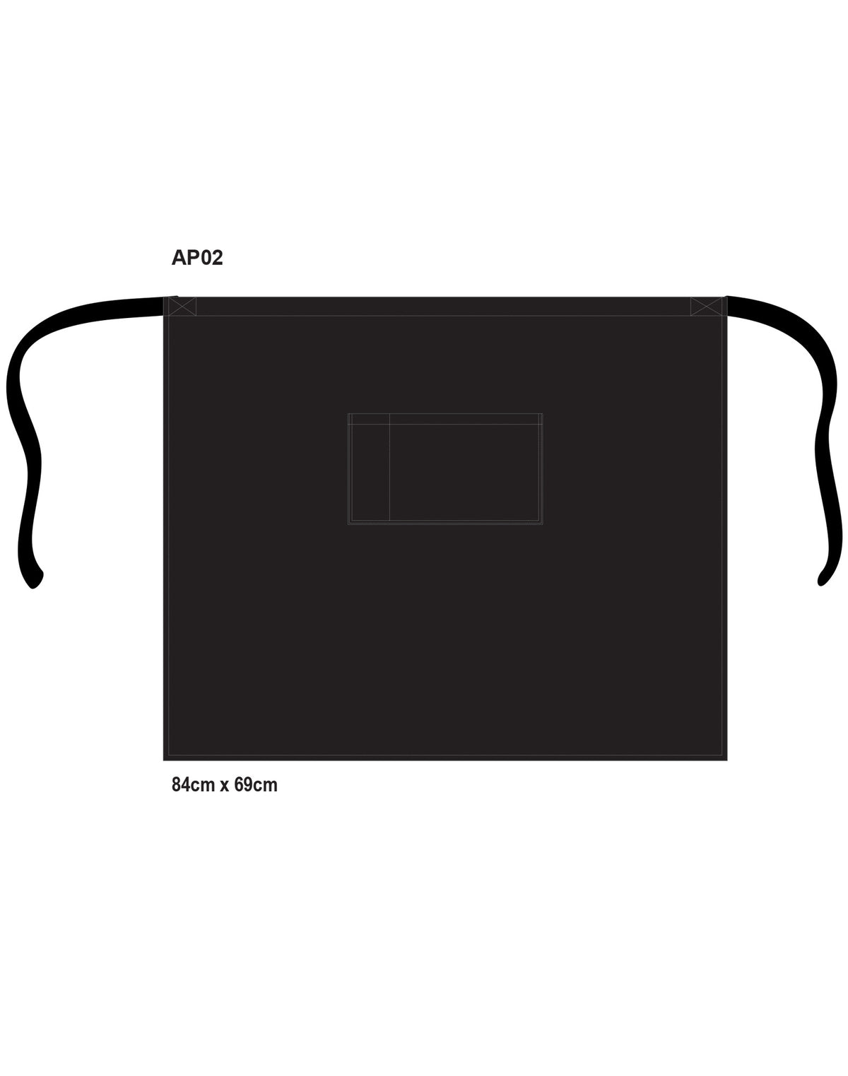 Long Waist Apron - Black - View