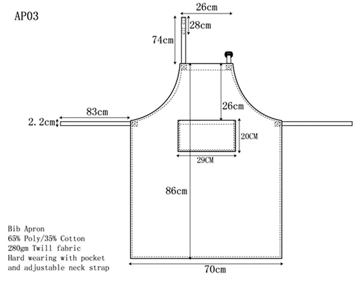 Bib Apron - Size guide