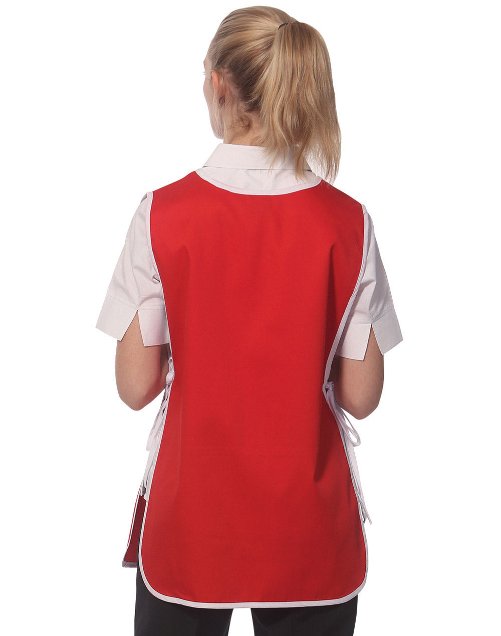 Ladies' Smock Apron - Red/White - Back