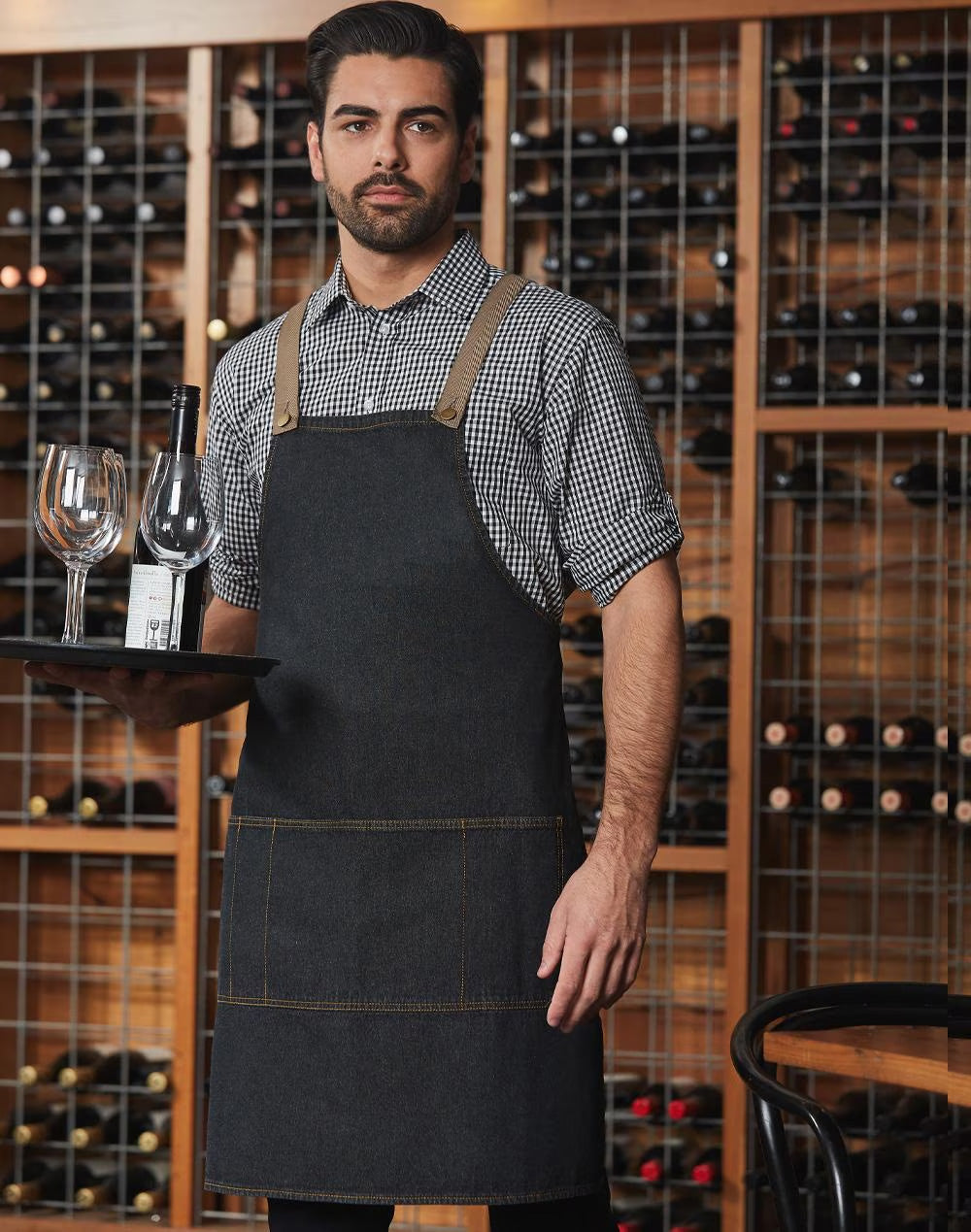 East Village Denim Bib Apron - view