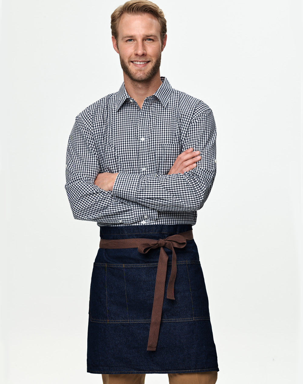 East Village Half Denim Apron - Indigo Blue - View