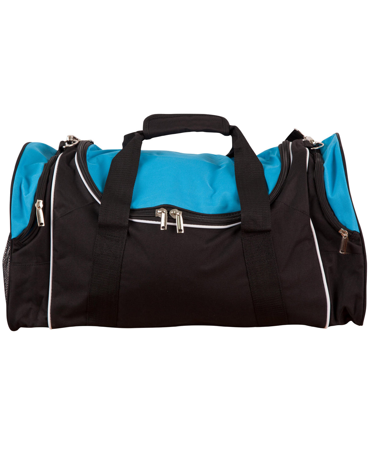 Winner Sports/ Travel Bag - Black/White/Aqua Blue - Front