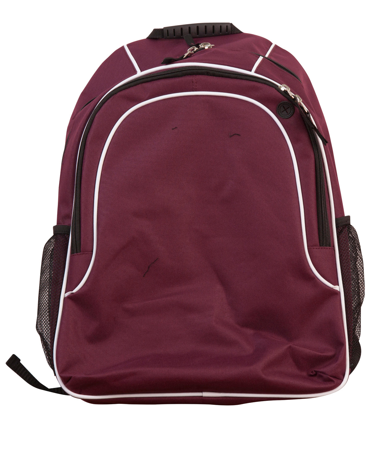 Winner Backpack - Maroon/White/Maroon - Front