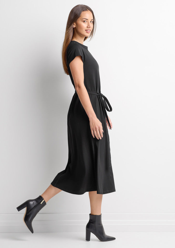Grace Womens T-Shirt Midi Dress - Black - Model