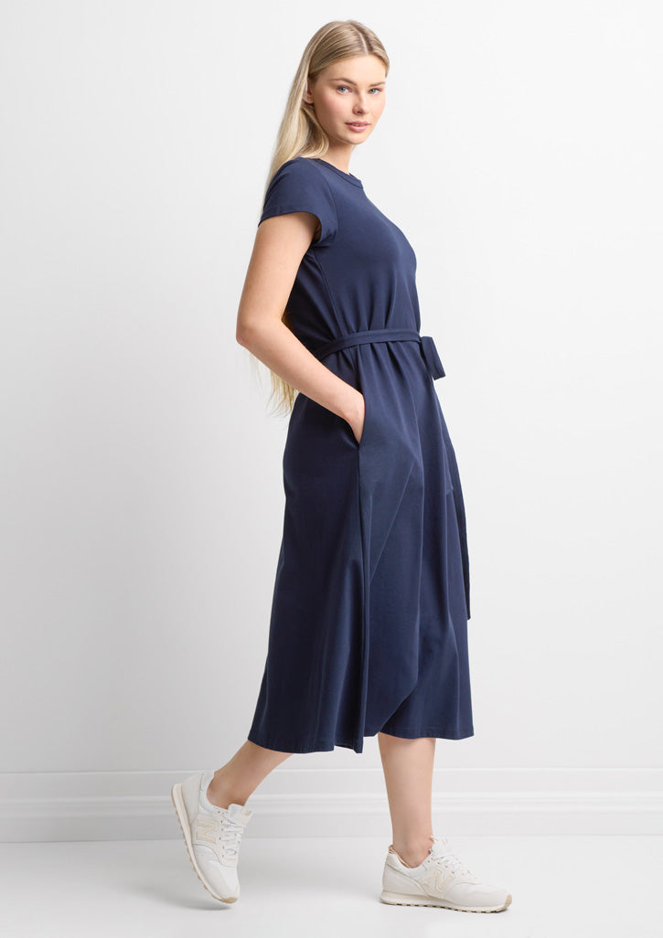 Grace Womens T-Shirt Midi Dress - Navy - Model