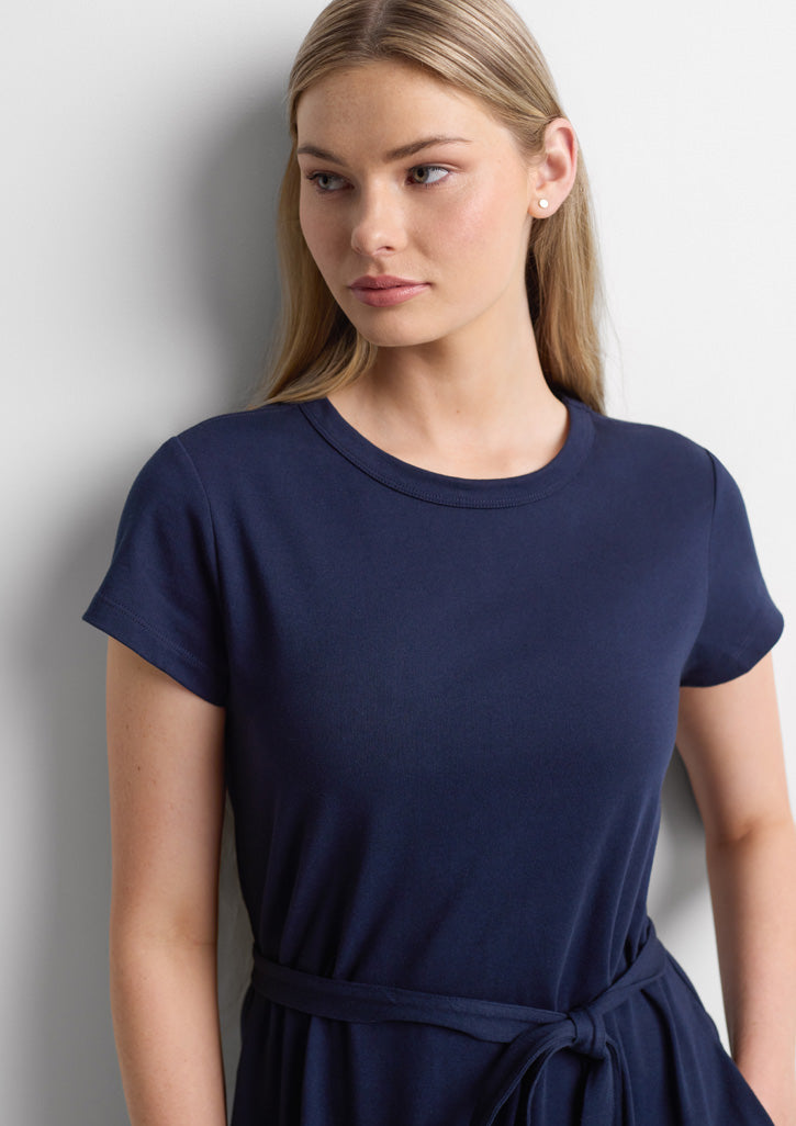 Grace Womens T-Shirt Midi Dress - Navy - View