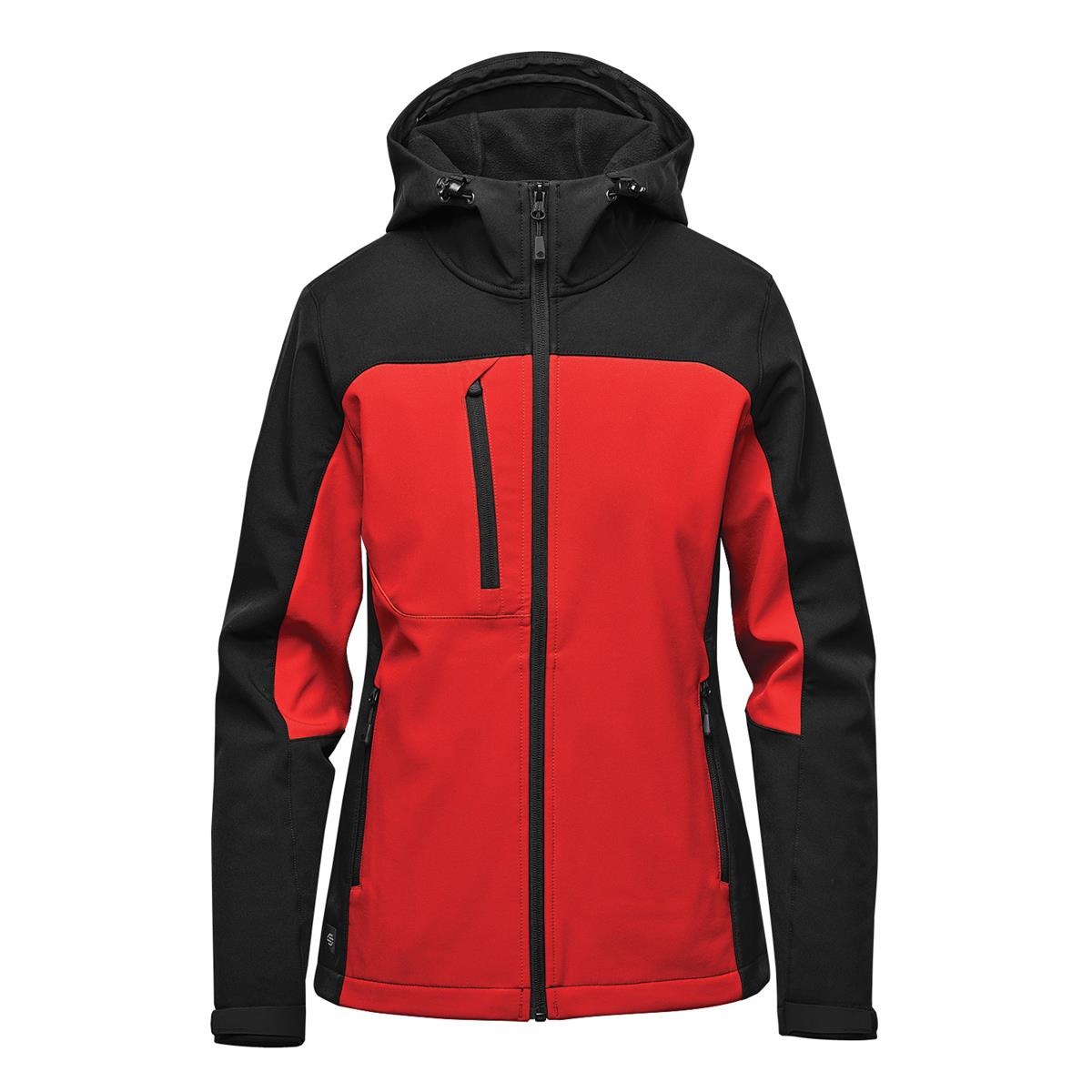 Women's Cascades Hooded Softshell - Bright Red / Black - Front