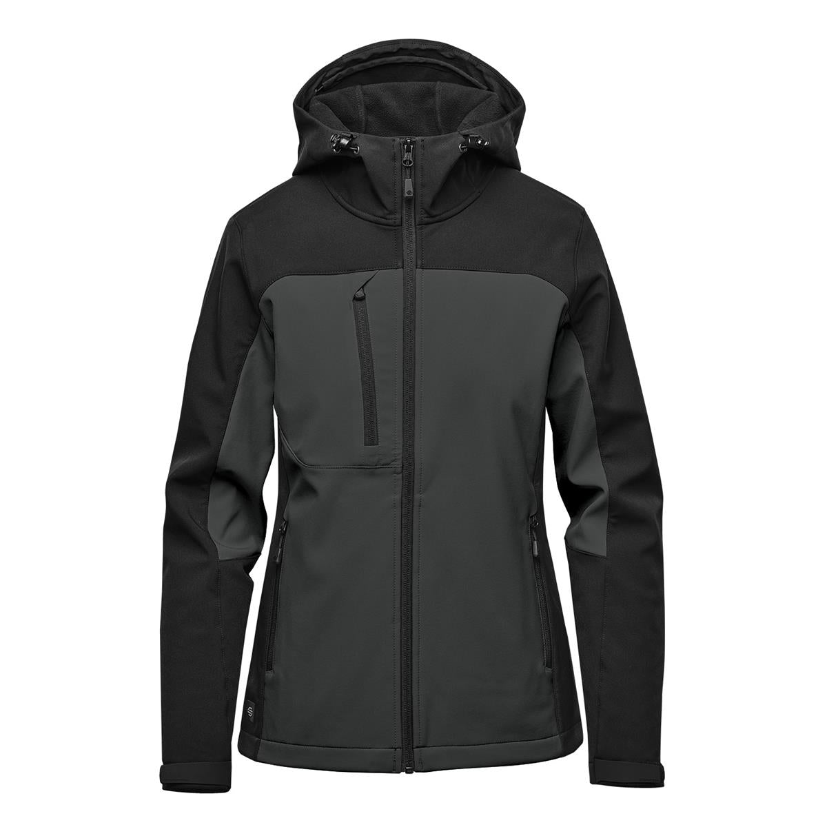 Women's Cascades Hooded Softshell - Dolphin / Black - Front