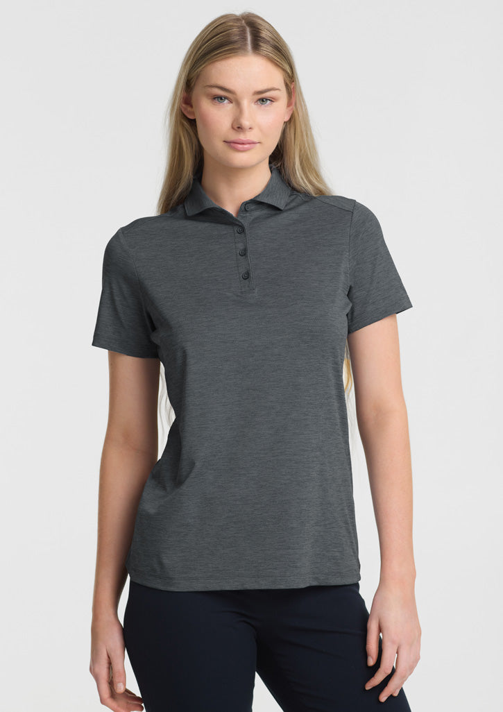 Phoenix Womens Short Sleeve Polo - Charcoal Marle - Model