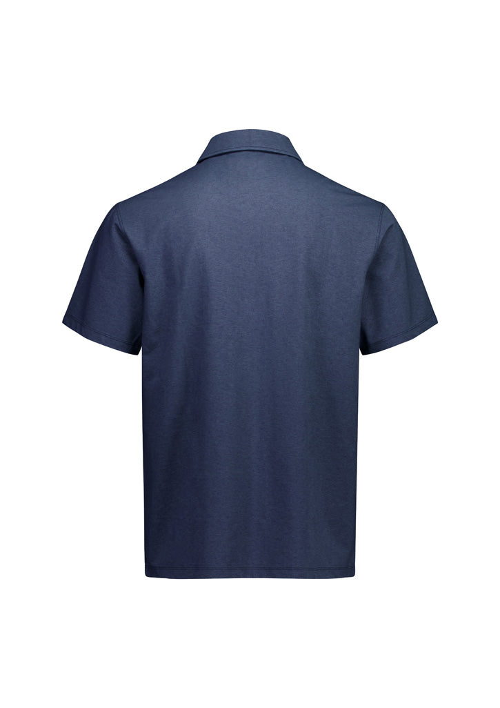 Venture Mens Short Sleeve Polo - Denim Blue - Back