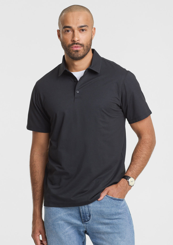 Venture Mens Short Sleeve Polo - Black - Model