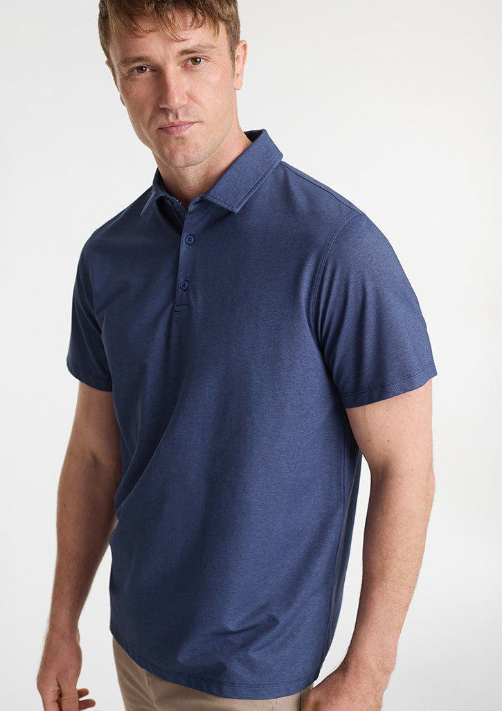 Venture Mens Short Sleeve Polo - Denim Blue - Model