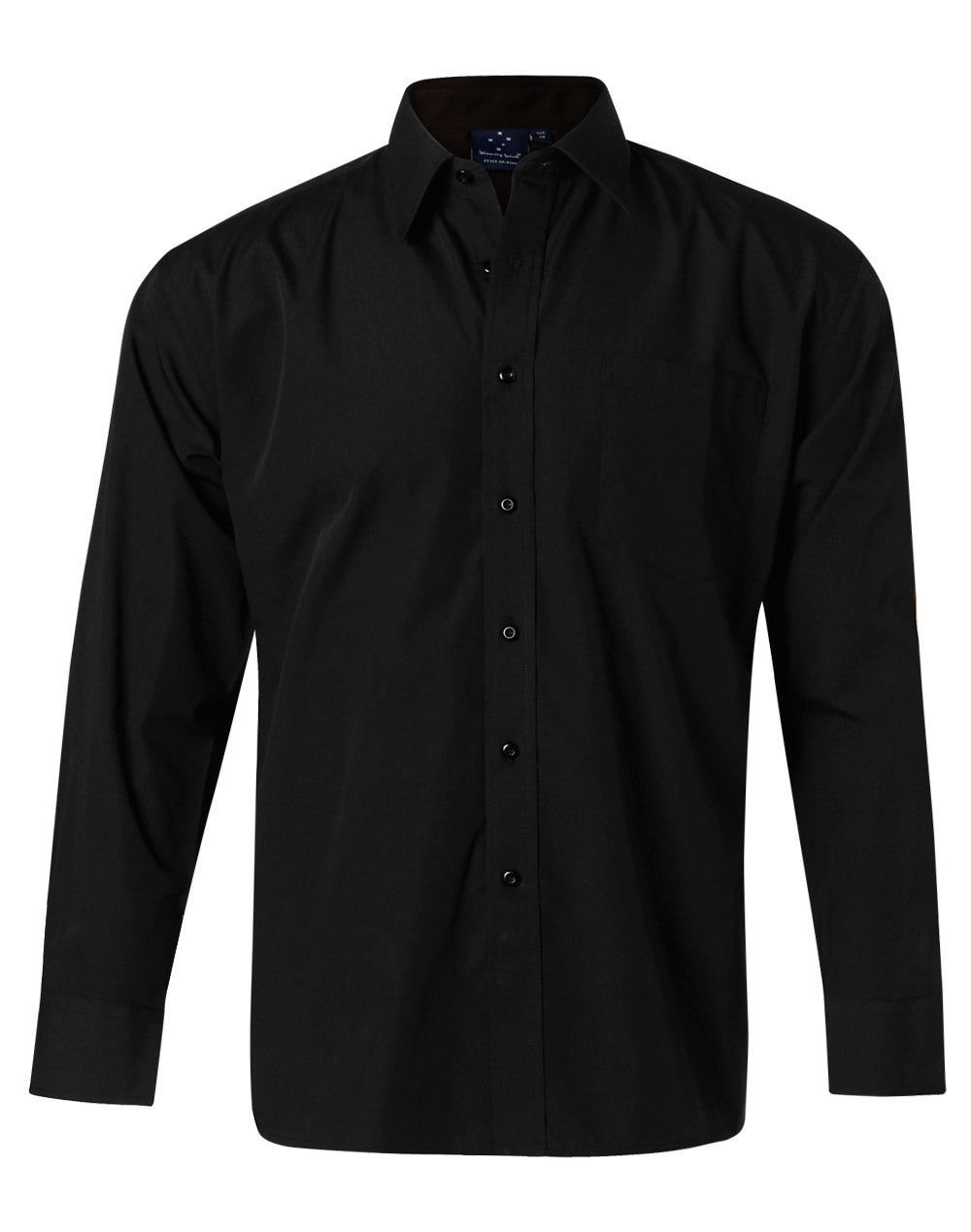 Men's Poplin Long Sleeve Business Shirt - Black - Front