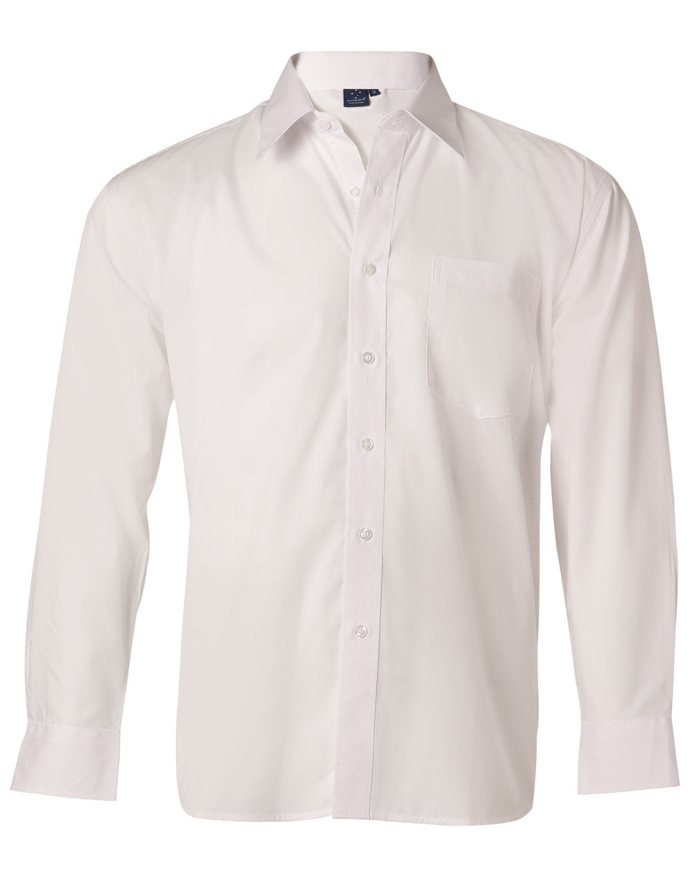 Men's Poplin Long Sleeve Business Shirt - White - Front