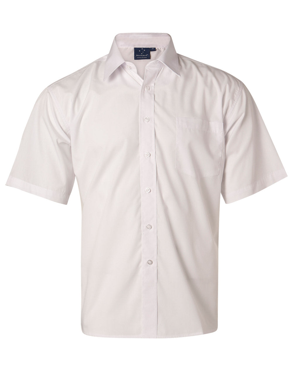 Men's Poplin Short Sleeve Business Shirt - White - Front