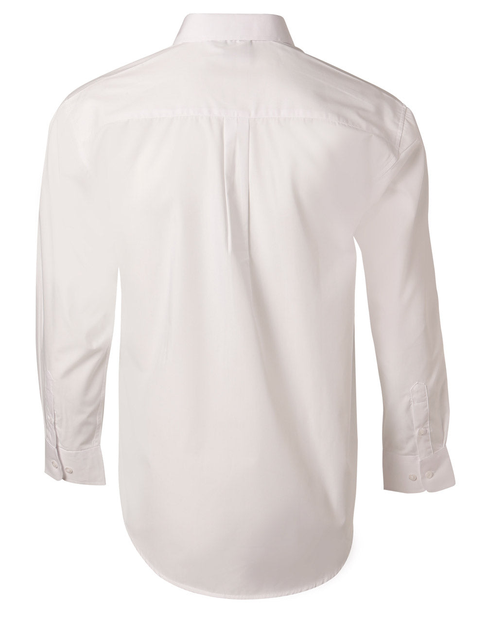 Men's Poplin Long Sleeve Business Shirt - White - Back