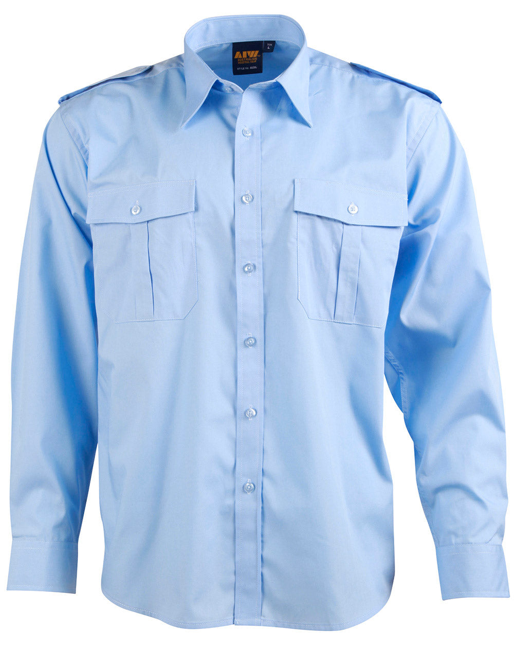 Epaulette Long Sleeve-Unisex - Blue - Front