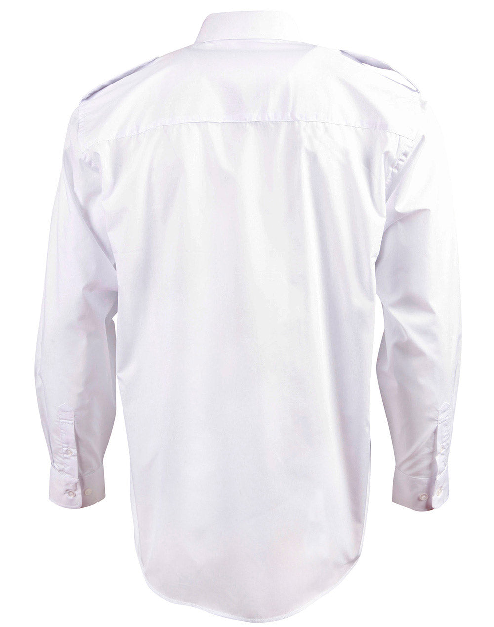 Epaulette Long Sleeve-Unisex - White - Back