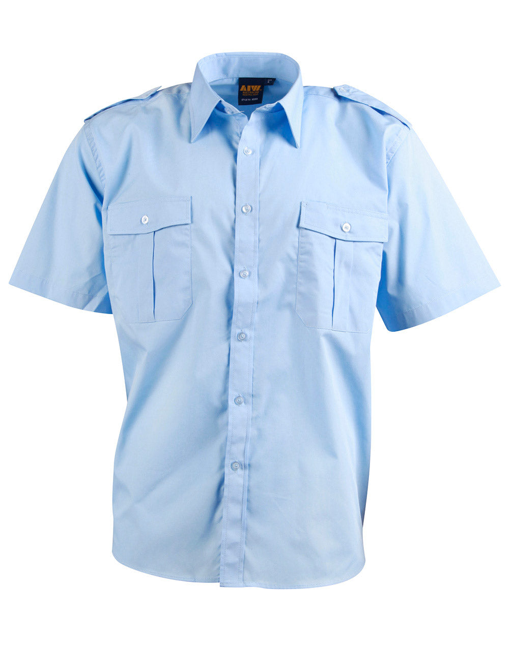 Epaulette Short Sleeve-Unisex - Blue - Front