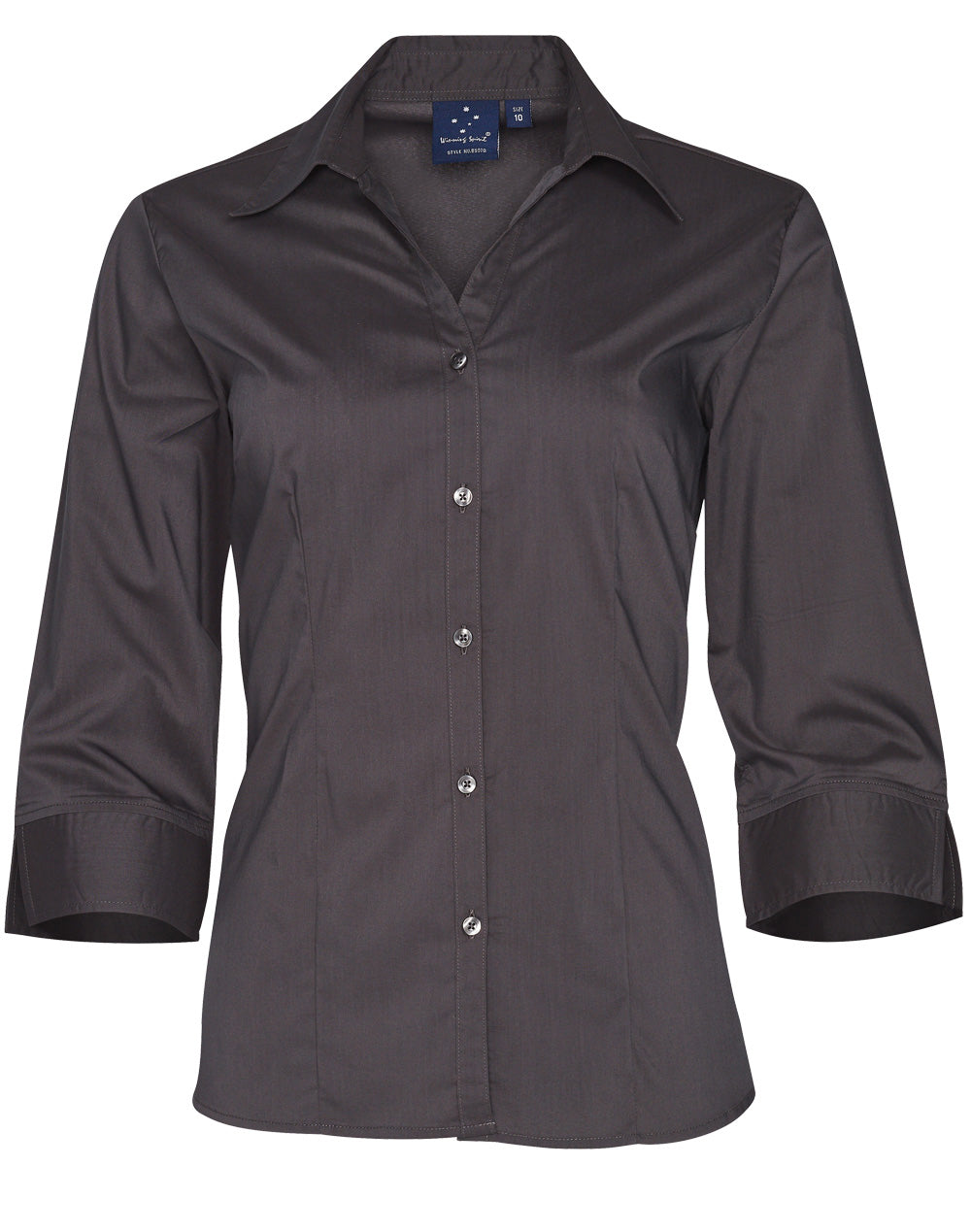 Women's Teflon Executive 3/4 Sleeve Shirt - Charcoal - Front