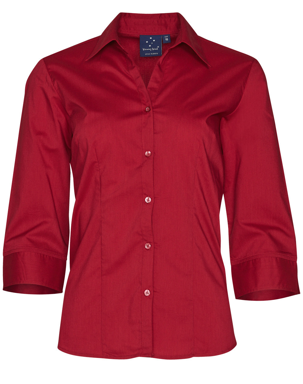 Women's Teflon Executive 3/4 Sleeve Shirt - Cherry Red - Front