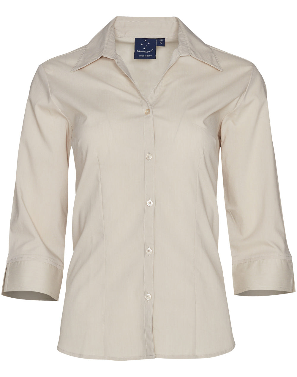 Women's Teflon Executive 3/4 Sleeve Shirt - Stone - Front