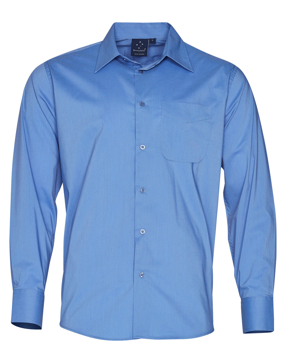 Men's Teflon Executive Long Sleeve Shirt - Mid Blue - Front