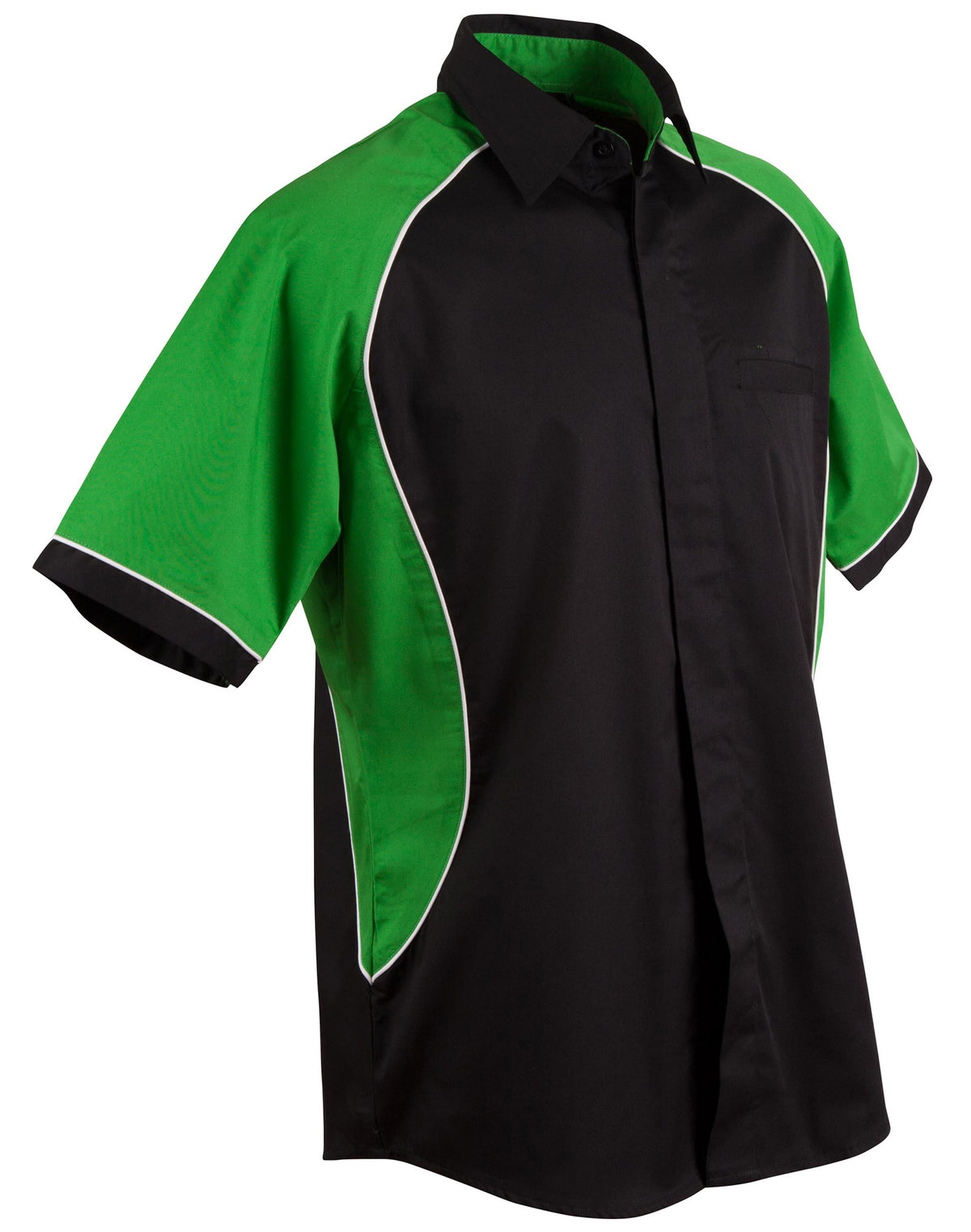 Men's Arena Tri-colour Contrast Shirt - Black/White/Green - Front