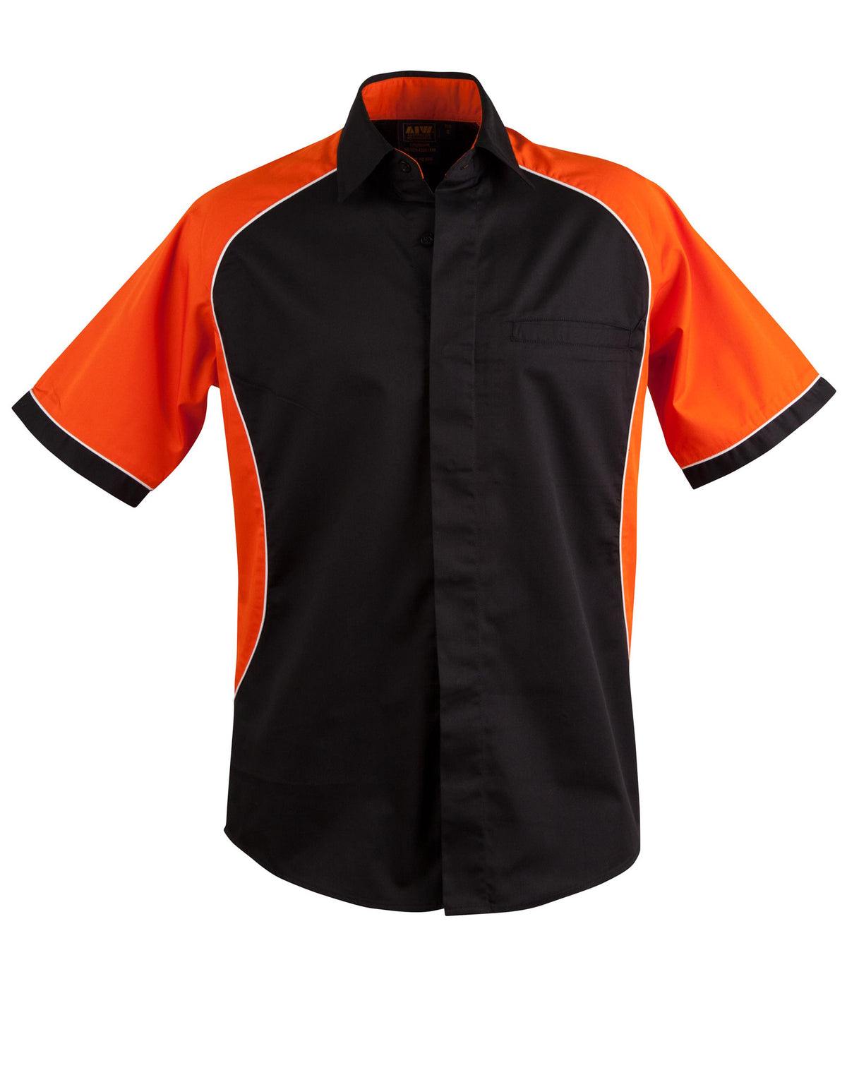 Men's Arena Tri-colour Contrast Shirt - Black/White/Orange - Front