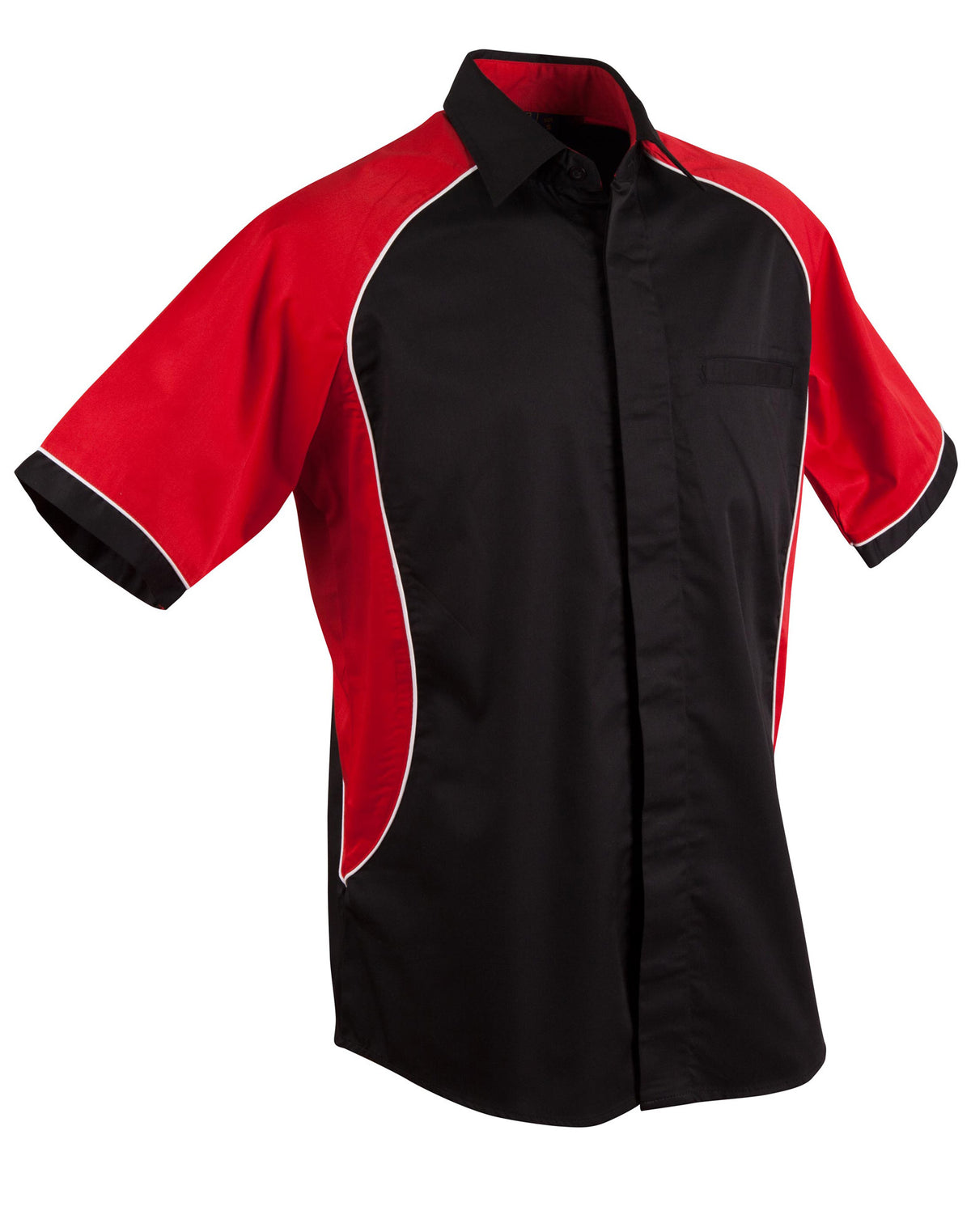 Men's Arena Tri-colour Contrast Shirt - Black/White/Red - Front