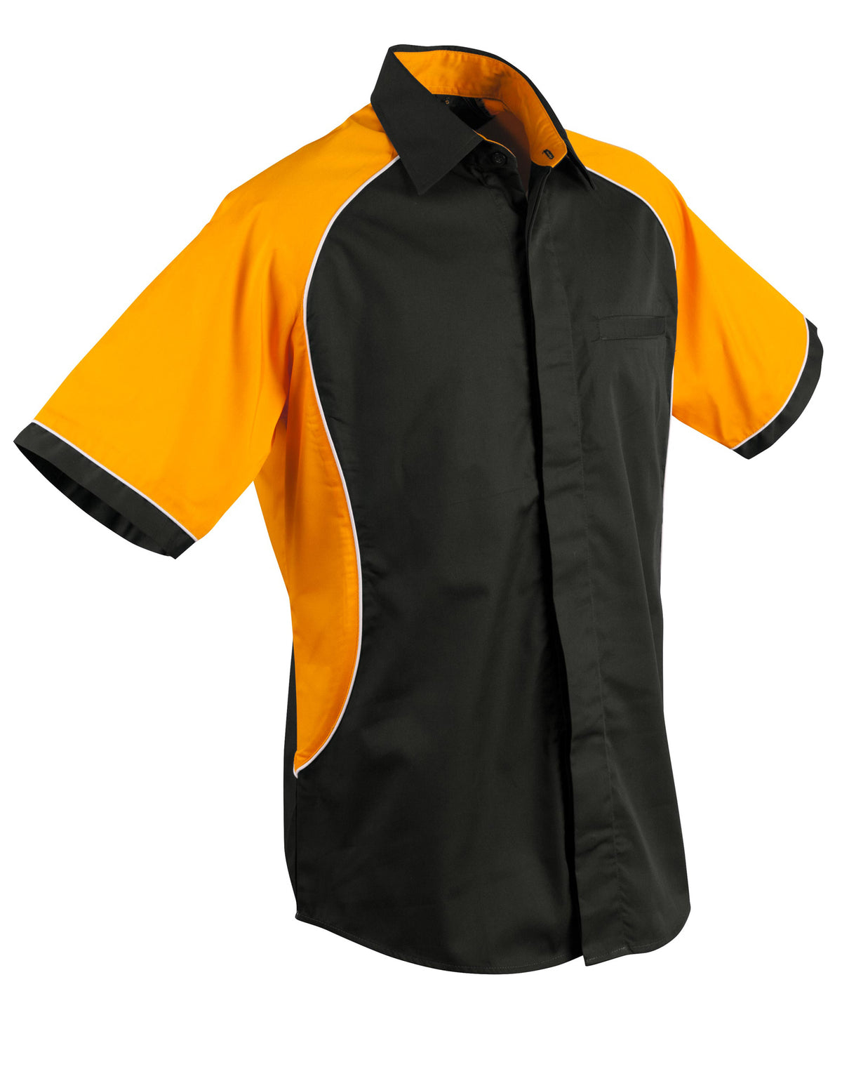 Men's Arena Tri-colour Contrast Shirt - Black/White/Gold - Front