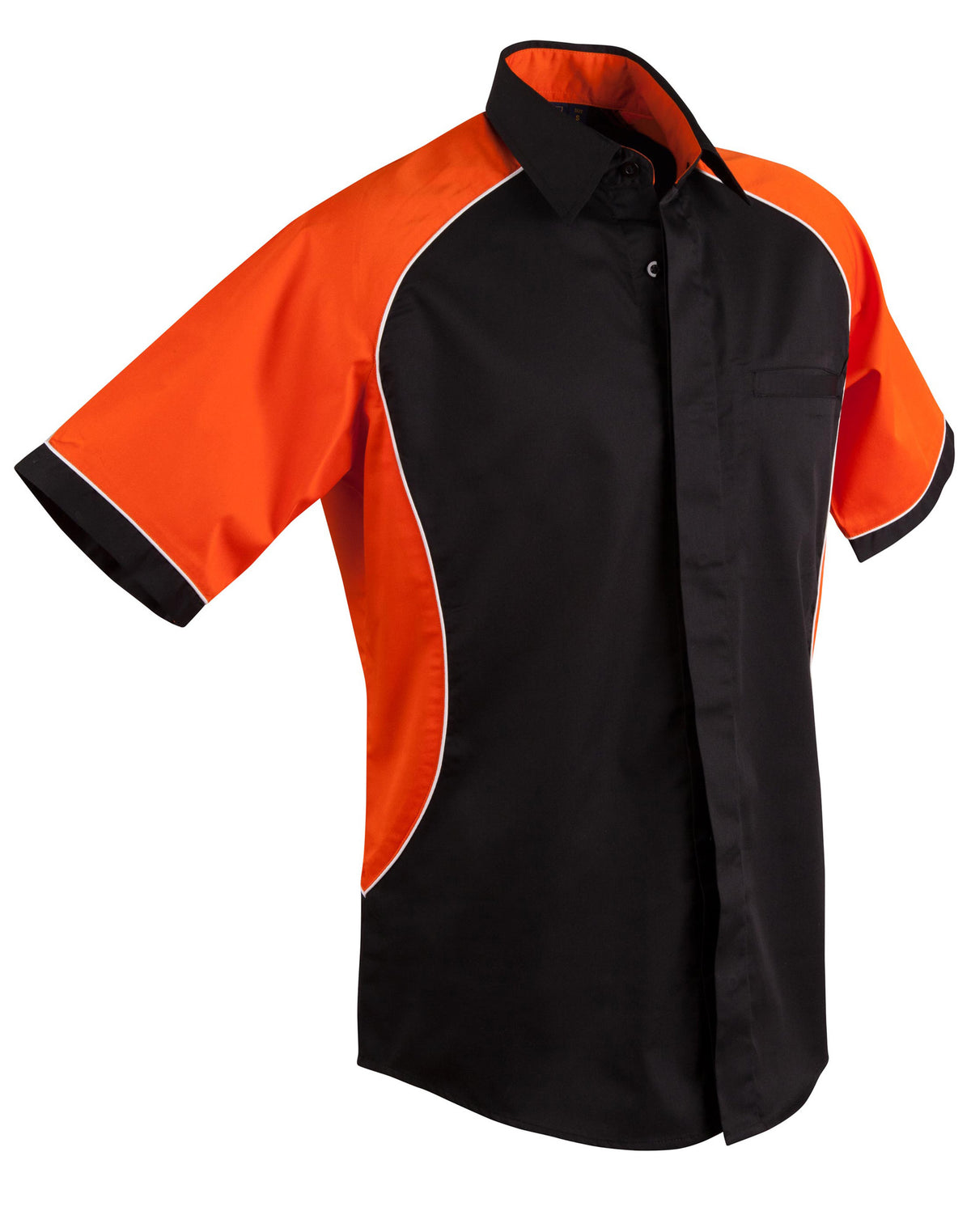 Men's Arena Tri-colour Contrast Shirt - Black/White/Orange - View